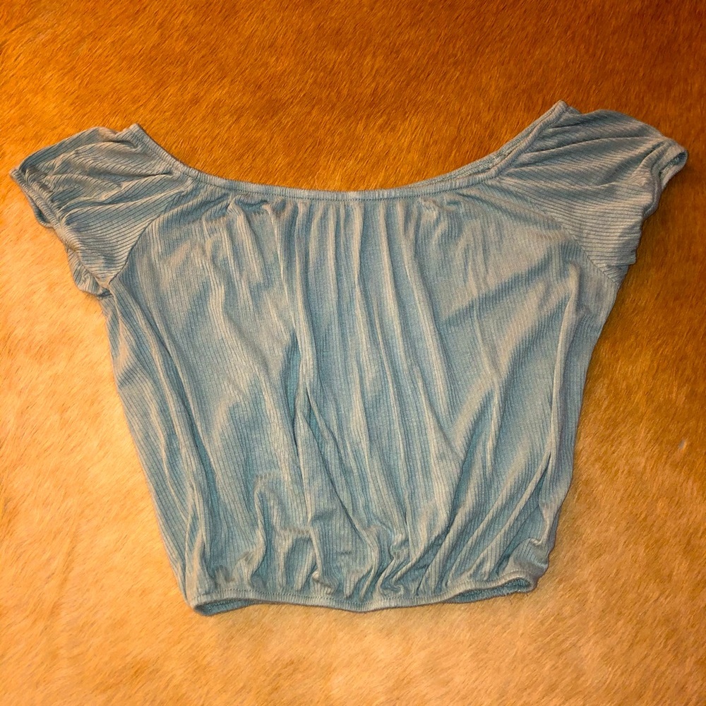4/$20 The Hanger S sea foam super soft ribbed crop top off shoulder